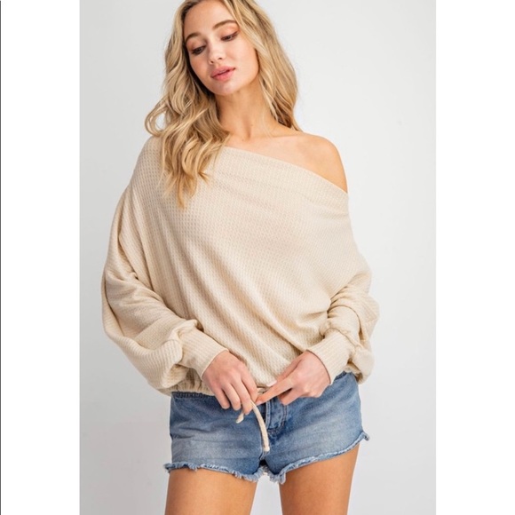 🛍NEW! Oatmeal Waffle Knit Top! - Picture 2 of 5